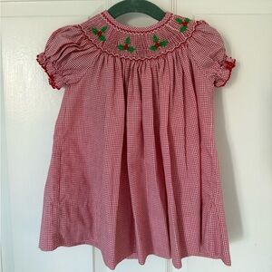 Petit Bebe Christmas smocked dress 9m